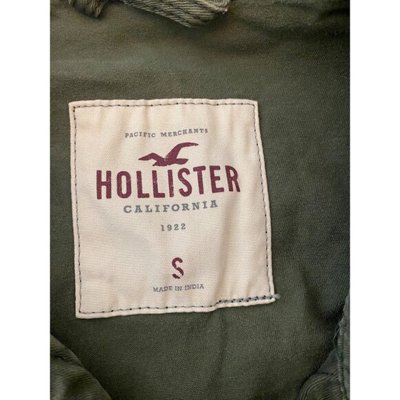 Hollister Womens Olive Green Military Style Utility Jacket Front Button Small - Picture 3 of 11